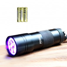 FOXNOV 12 LED UV Blacklight Flashlight Pet Urine Stain Detector, 395nm with 3 AAA Batteries